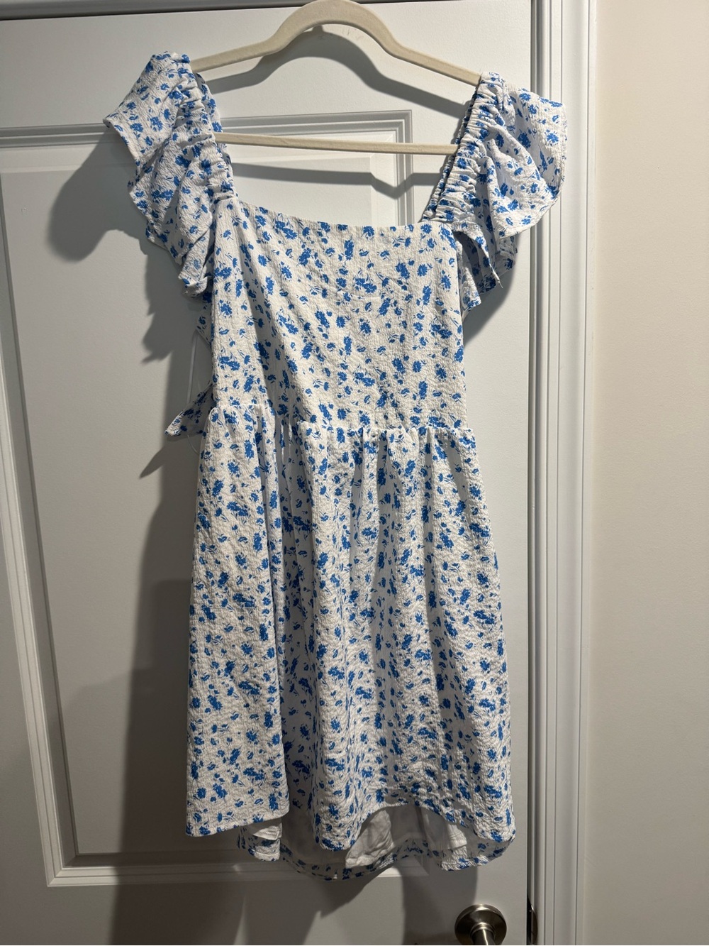 miami White Mini Dress with Blue Floral Print - Picture 2 of 4